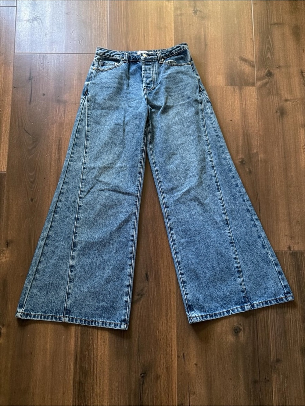 Bluivy Womens S Wide Leg Jeans High Rise Blue Denim NWOT